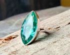 Handmade Aquamarine Quartz Ring: 925 Sterling Silver Band Ring All Size