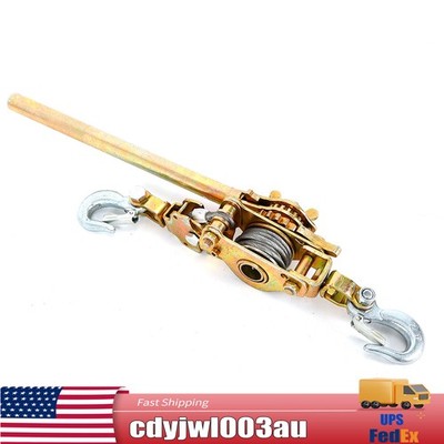 4400LB 2 Ton Hand Lever Block Chain Hoist Ratchet Type Puller Come Along Cable