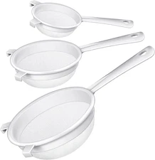 3 Pcs Plastic Nylon Mesh Strainer Colander with Handle Double Ear Fine Food Mesh