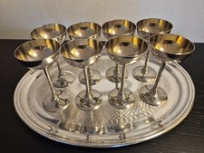 Mega schöne 8 Likörgläser Metall Silbern Vergoldet Art Deco Becher 1930 Schnaps
