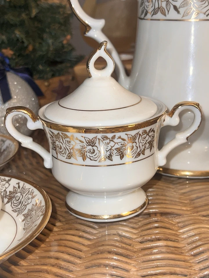 21件装Royal Sealy金玫瑰白色混合茶具 — 第 4/4 张图片