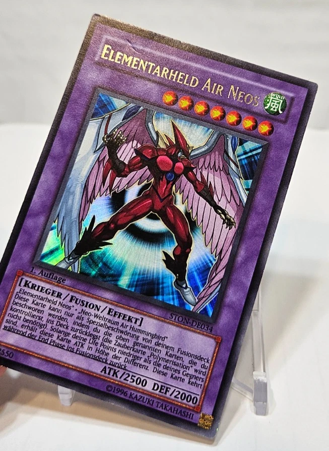 GERMAN Elemental Hero Air Neos DE034 STON-EN034 Ultra Rare 1st Edition YGO 7922 - Image 4 of 4