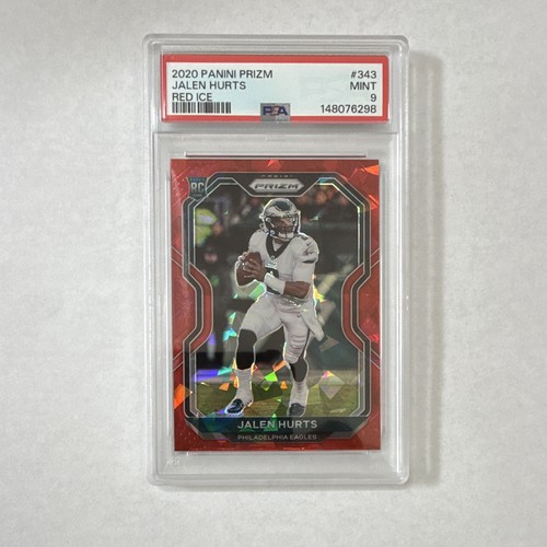 Panini 2020 Prizm Jalen Hurts Rookie Red Ice Prizm #343 Eagles PSA 9