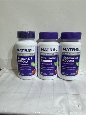 Natrol Vitamin D3 5000iu 3bottles Strawberry Flavored