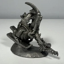 Gallo 1987 Pewter Dragon Skiing Miniature Figurine With Red Crystal Eyes D & D
