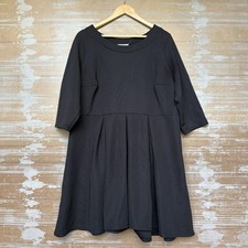 Modcloth Fervour Knit A Line Dress Black Leather Pin Up Retro Preppy Womens 2X