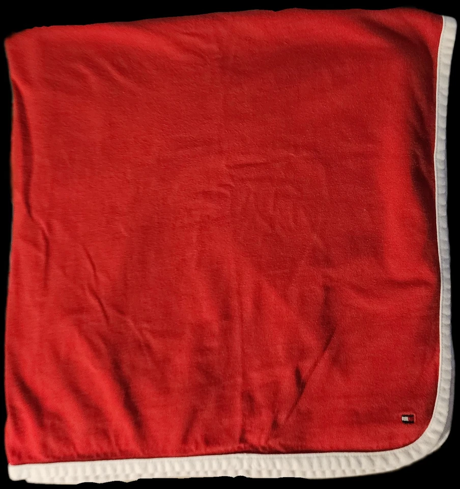 Tommy Hilfiger Logo Rojo Manta Bebé Lovey Borde Blanco 26x26 De Colección 2003  Foto 2 de 4