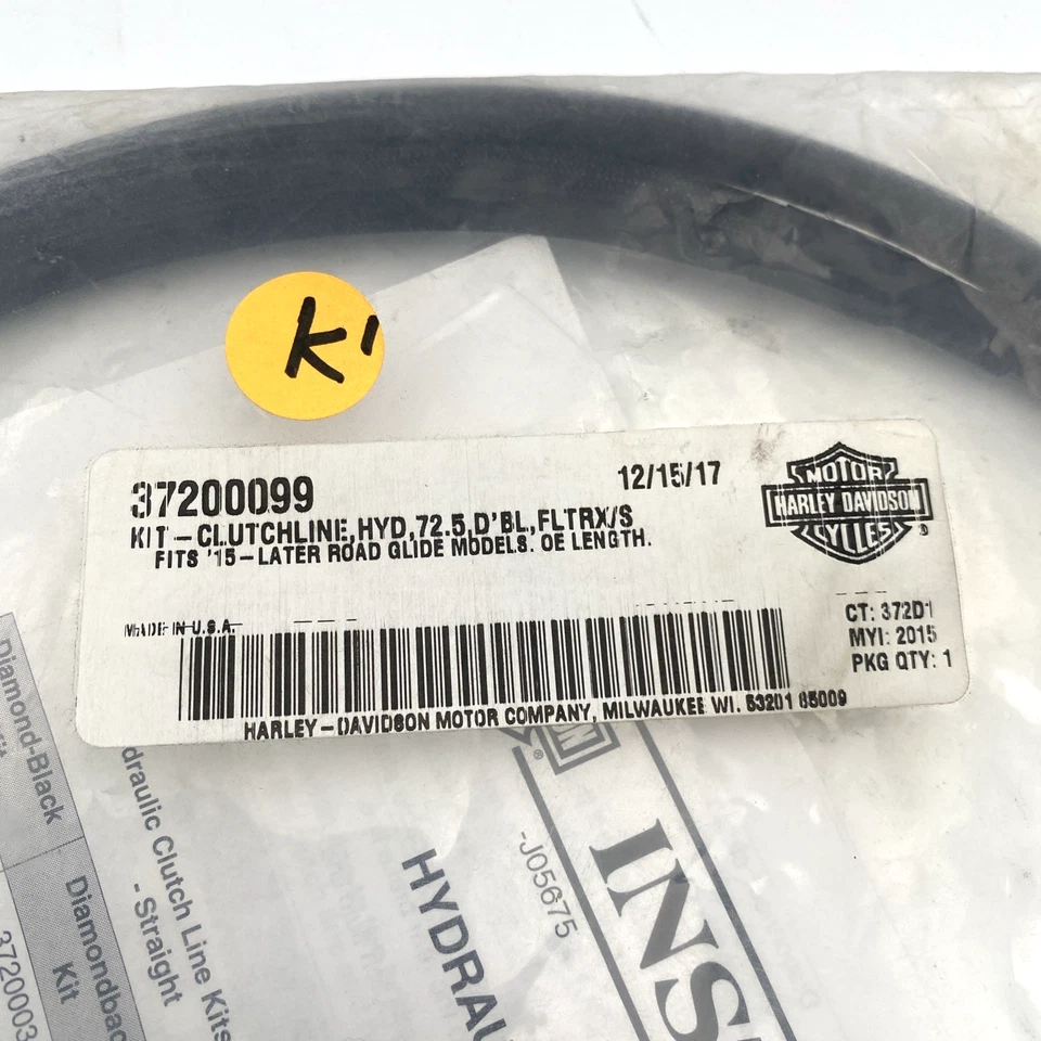 OEM Harley 37200099 Diamond Black 72.5" línea de embrague hidráulico 15-20 Road Glide Foto 2 de 4