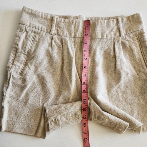 Reiss Women's Shorts Size 8 Lauren High Waisted Tailored Wool Viscose Linen Tan - Picture 9 of 9