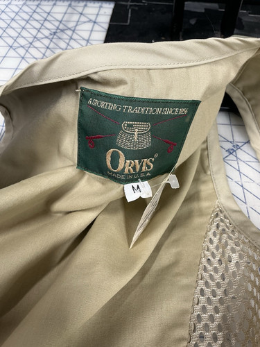 Orvis Hunting Shooting Sportsman Vest Light Olive Green & Brown Size Medium - Picture 3 of 8