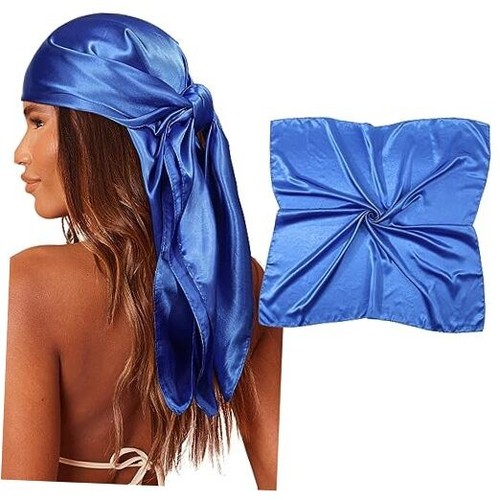 35" Large Square Satin Head Scarf - Silk Hair Scarf Square Hair Bandanas