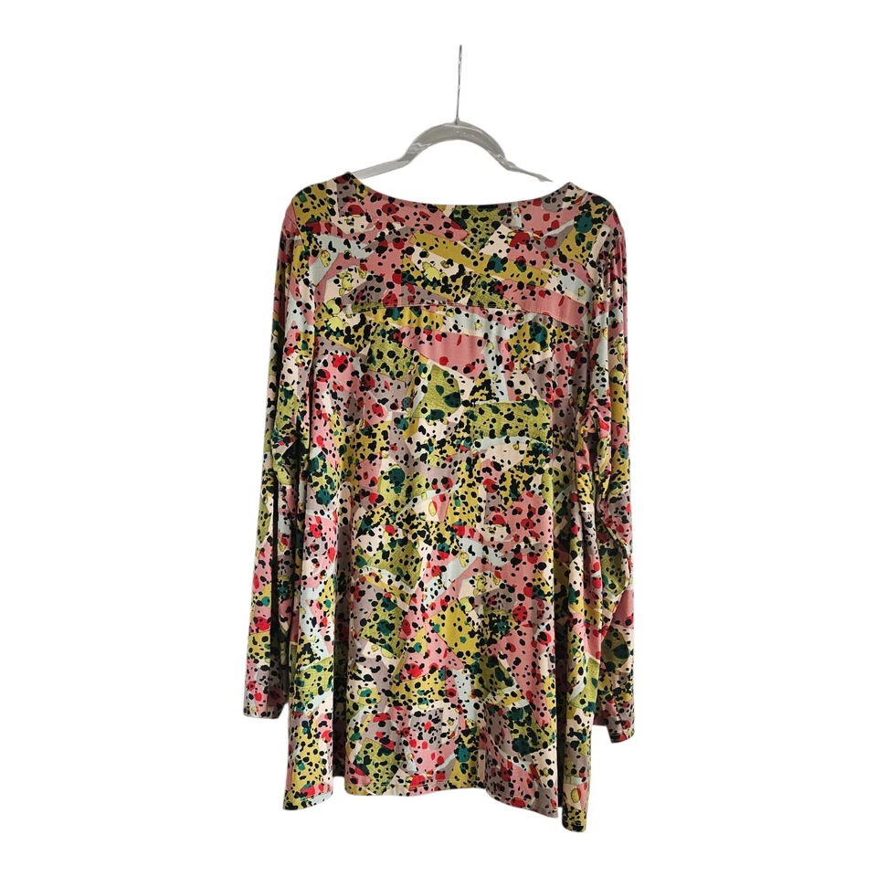 LOGO Lori Goldstein Top 1X Tunic Strwtch Pockets L/S Multicolor - Image 2 of 4