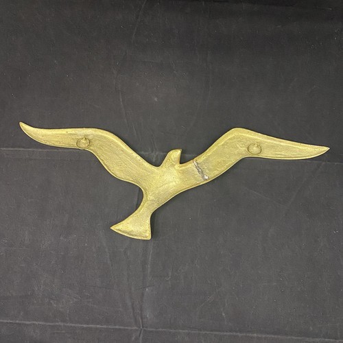 Gabbiano volante in ottone vintage uccellino da appendere a parete 15,5" - Foto 3 di 6