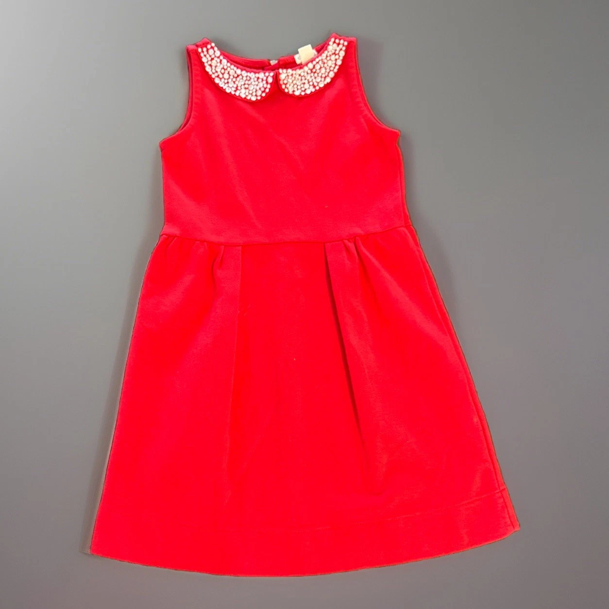 Crewcuts Girls Rhinestone Jeweled Collar Red Dress Size 7 Fit N Flare Sleeveless