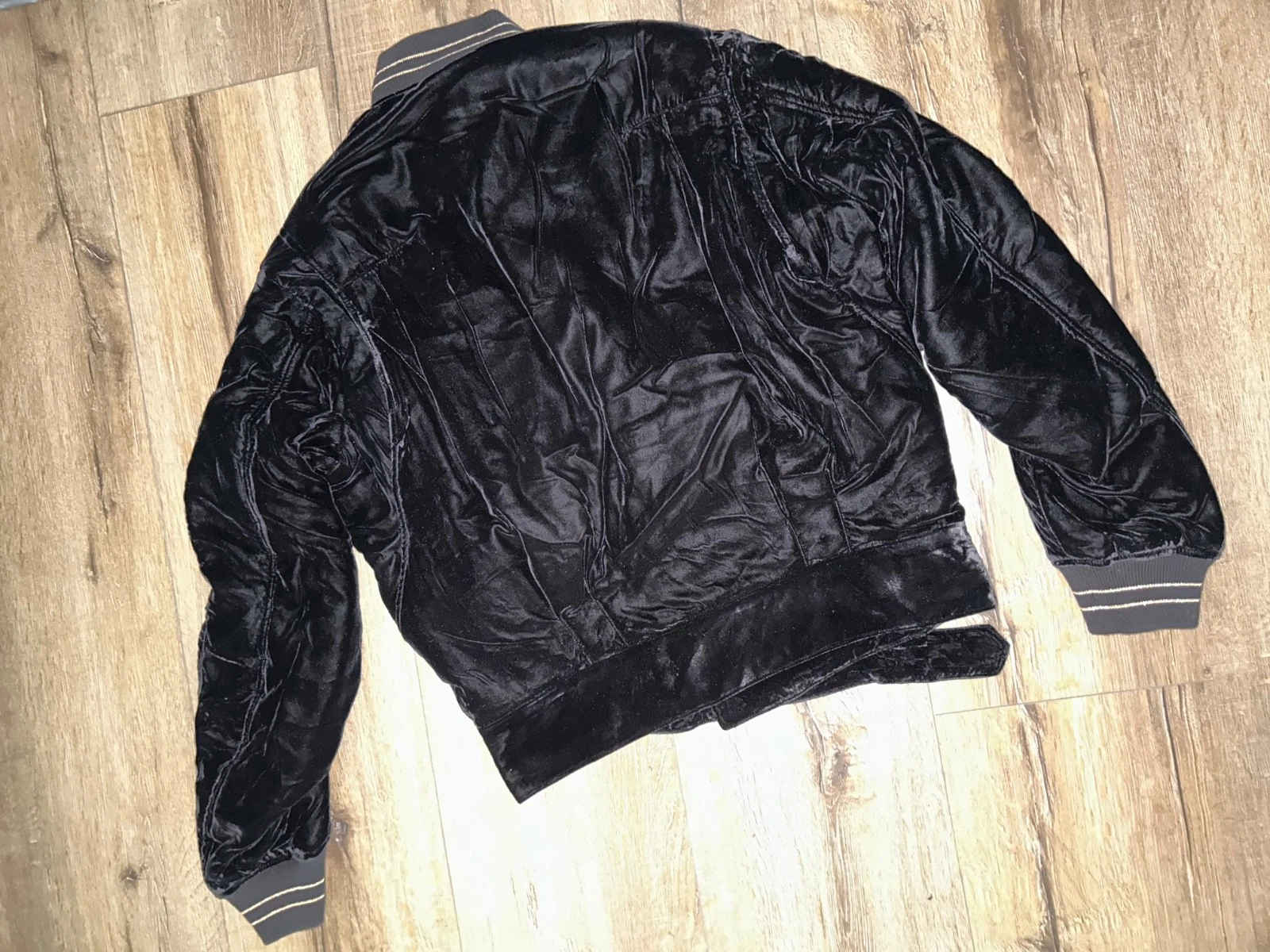 HAIDER ACKERMANN FW16 Velvet Biker Bomber Jacket Gold Lining Black Grail - product detail image 6