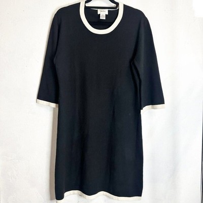 Neiman Marcus Dress Women Medium Black Cashmere Silk Black White Event Exclusive