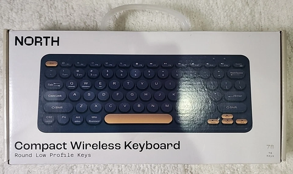 WIRELESS KEYBOARD COMPACT ROUND LOW PROFILE KEYS NAVY BLUE AND GOLD COLOR B41 - Image 3 of 4