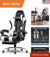 Gaming Chair Computer Chair with Footrest Lumbar Support Adjustable Height sw...