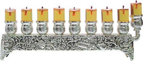 Ner Mitzvah Silver Plated Oil Wall Menorah, Fits Standard Chanukah Oil Cups and 