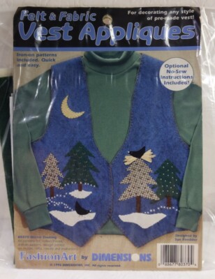 FashionArt by Dimensions 80370 Winter Evening Felt Vest Appliques 1996 