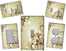 FLOWER SPLASH ON TAN BEIGE SHABBY CHIC HOME DECOR LIGHT SWITCH PLATE OR OUTLET