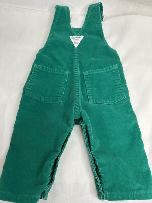 Vtg Osh Kosh B'Gosh Kids Toddler Green Overalls 3-6 mos Made in
