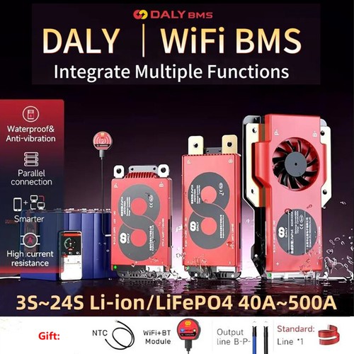 Daly Smart WIFI BMS LiFePo4 4S-20S 12V-72V 40A-500A Li-ion BMS+Wifi BT Module - Bild 2 von 32