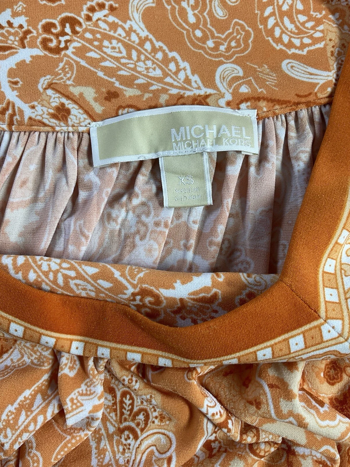 Abito Michael Kors stampa paisley scollo quadrato manica lunga XS