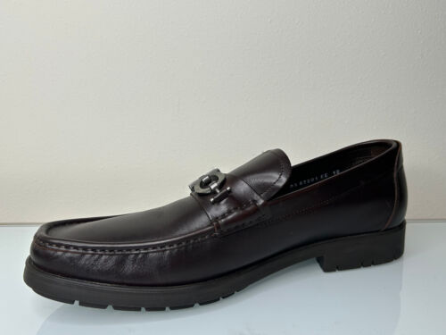 Ferragamo Hickory Brown David Double Gancini Thick Lug Loafers 12 EE UK 13 US - Picture 2 of 7