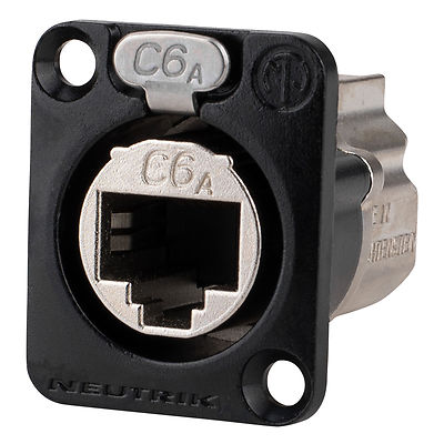 Neutrik NE8FDX-P6-B etherCON RJ45 Cat 6a Shielded Feed-Thru Connector - Black