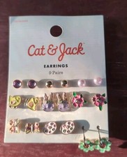 Girl Cat  Jack earrings easter spring 9 pairs