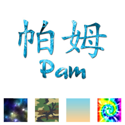 Chinese Symbol Pam Name - Decal Sticker - Multiple Patterns & Sizes - ebn2116
