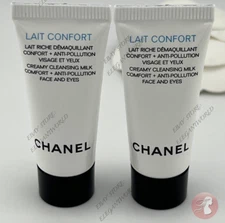 Set of 2  Chanel  Lait Confort Creamy Cleansing Milk for FACE and EYES 5ml Each