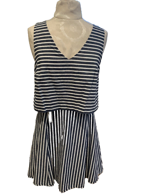 NWOT 1. State Cotton Linen Striped Navy White Dress S | eBay