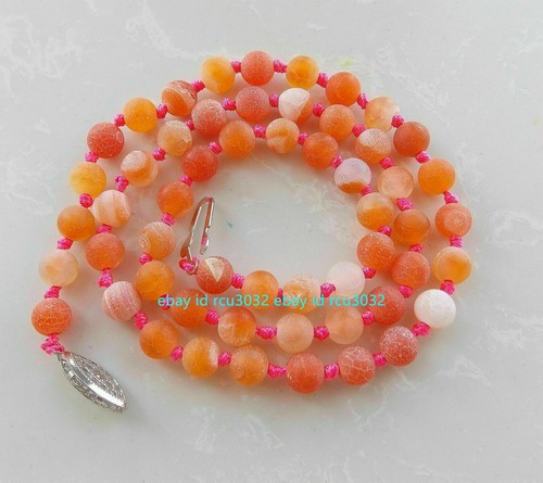 Natürliche Orange Rot Matt Traum Feuer Venen Achat 6/8/10 mm Perlen Halskette 18 Zoll - Bild 11 von 12