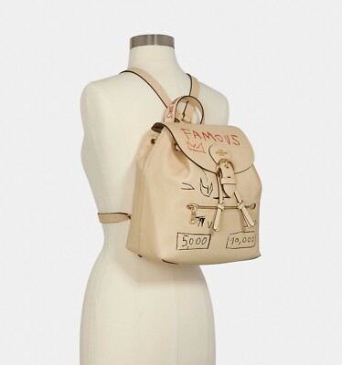 Coach X Jean Michel Basquiat Ivory Pebble Leather Kleo  display picture 1