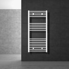 Radiateur sèche-serviette forme droite acier blanc connexion latérale 40x120 cm