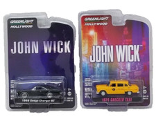 Greenlight Hollywood 33 JOHN WICK 1968 Dodge Charger RT 1974 Checker Taxi