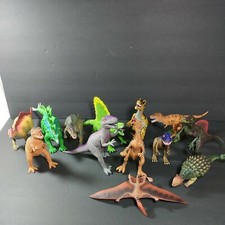 Lot of 13 Dinosaur Toy Figures hard plastic and rubber limbs 4" and more