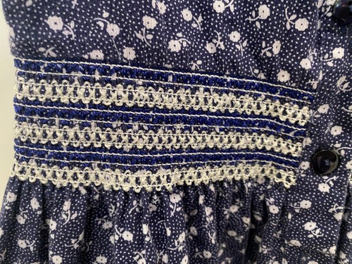 Laura Ashley Vtg Mother & Child 1980s Navy Print Dress Cottagecore Girls Sz 9 - 第 4/10 張圖片