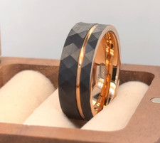 Black Hammered Brushed Band Rose Gold Tungsten Ring Thanksgiving ring