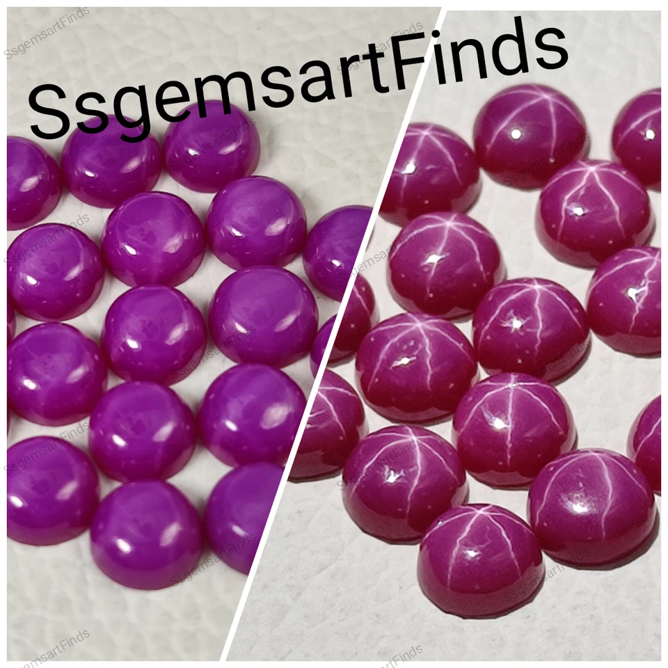 Lab created lindy ruby star cabochons round shape jewelry making loose gemstone - Image 3 of 4