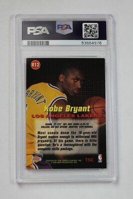1996-97 Stadium Club KOBE BRYANT #R12 Rookie RC Graded PSA 8 NM-MT 