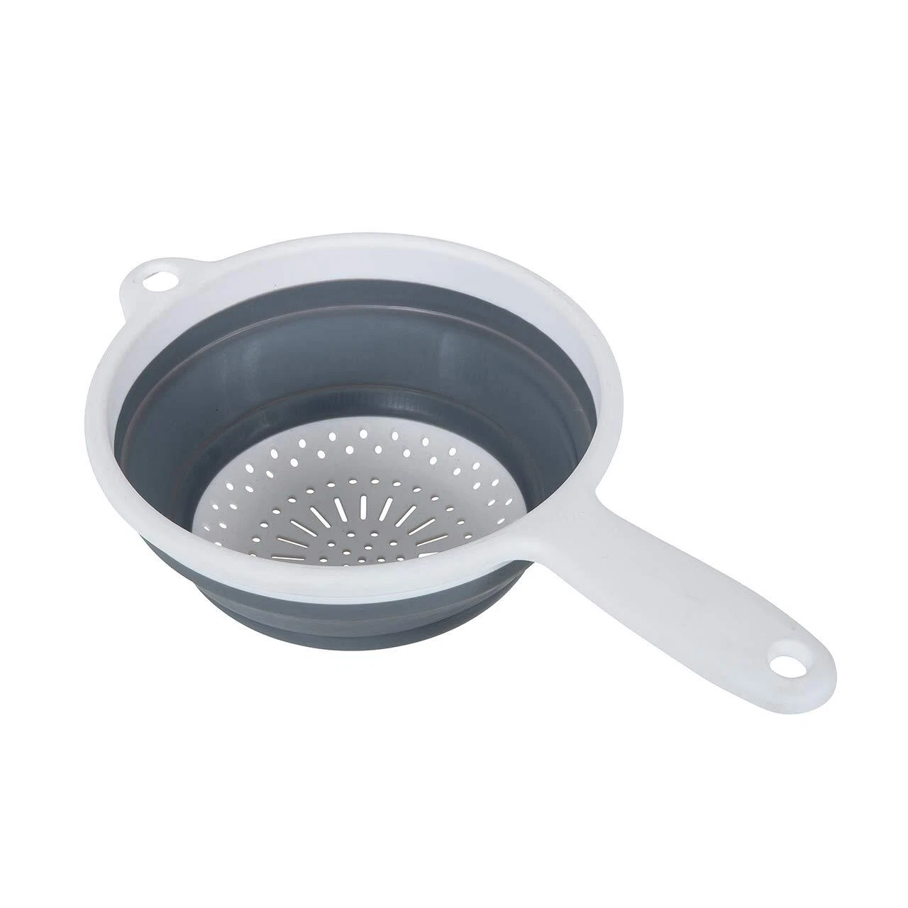 Pop Store Collapsible Food Colander with Handle Dishwasher Safe White and Grey