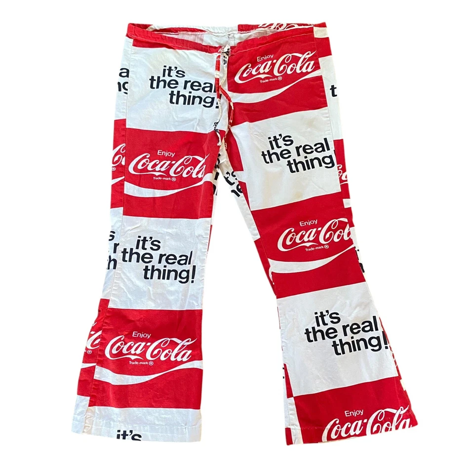 Pantalones de playa con cordón inferior Coca-Cola Bell de colección de los años 70 y sombrero a juego Foto 2 de 4