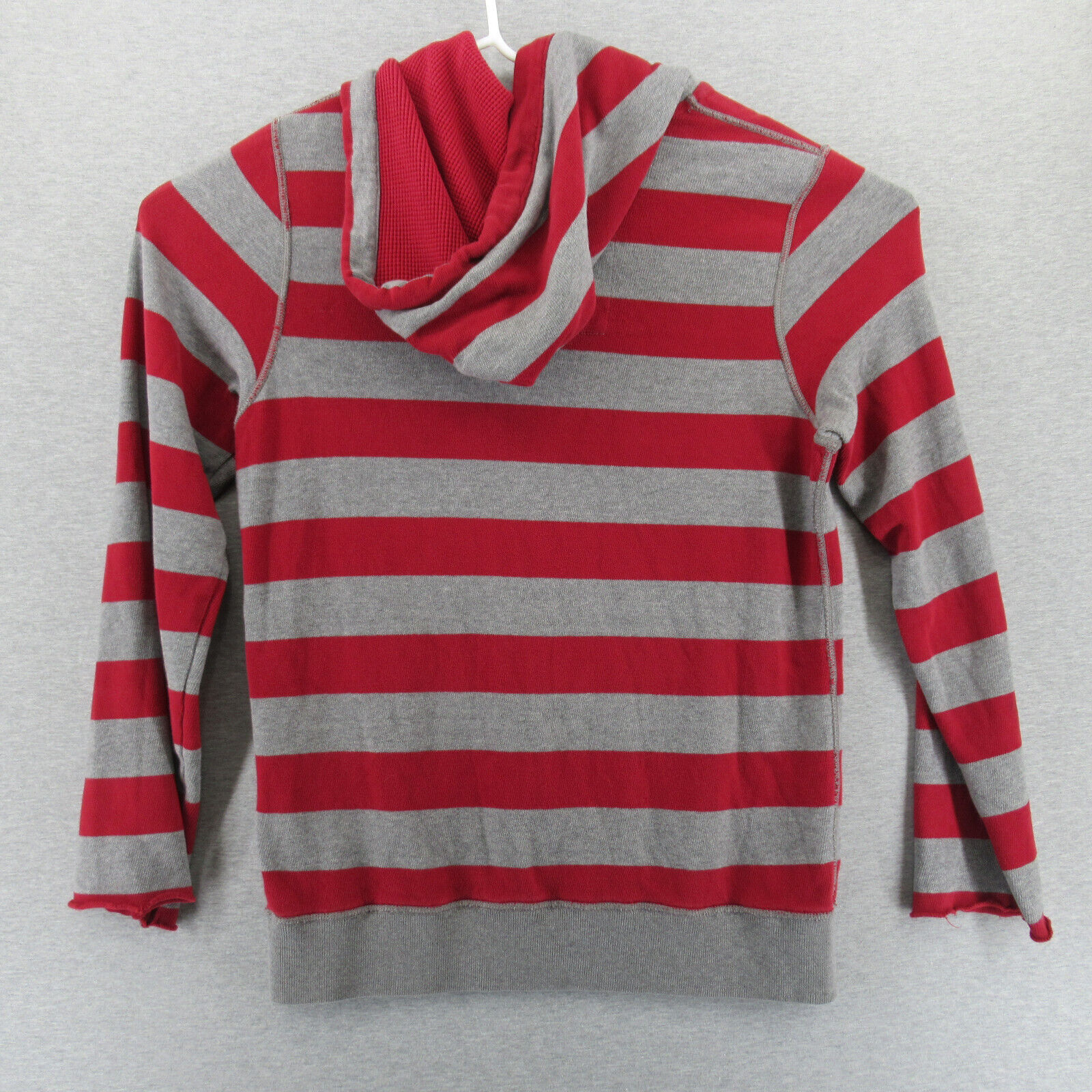 Hollister Sweater Mens Large Red Gray Stripes Hoo… - image 4