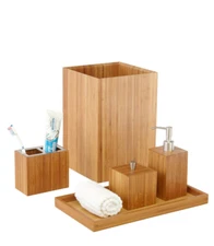 Seville Classics 5-Piece Bamboo Bath and Vanity  Accessory Set