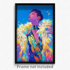 Art Poster - Boy Feeling Worthy Wearing Flamboyant Fur Cape (Print)