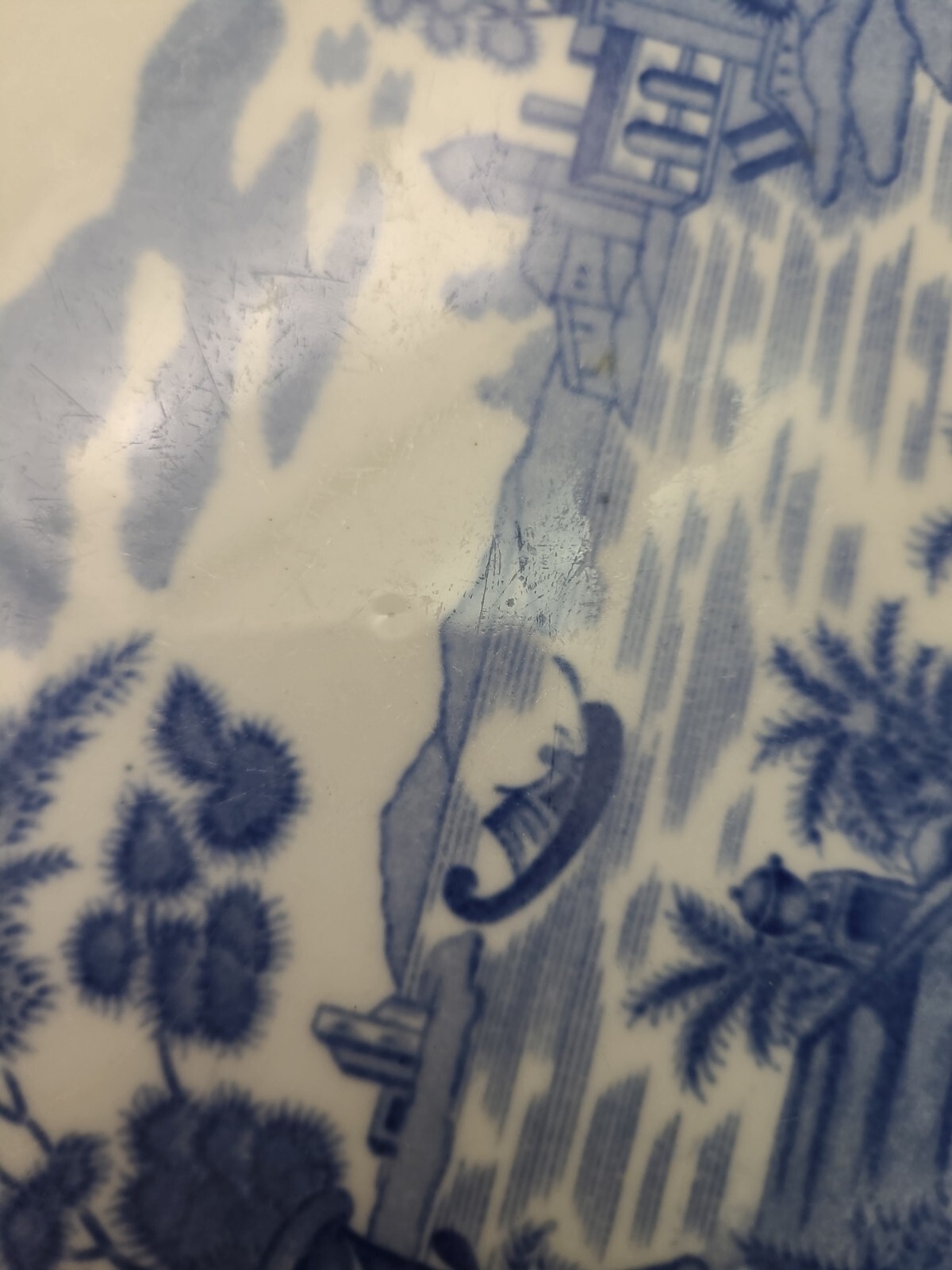 O.P. Co. Syracuse Blue and White Asian Design Platter 11 1/4"