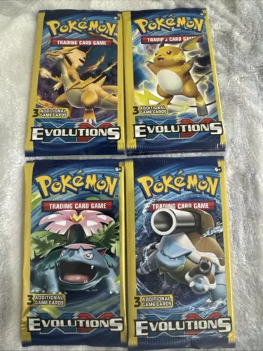 Pokémon XY Evolutions Booster Pack 3-Card Mini Pack 4 Art Set New Sealed